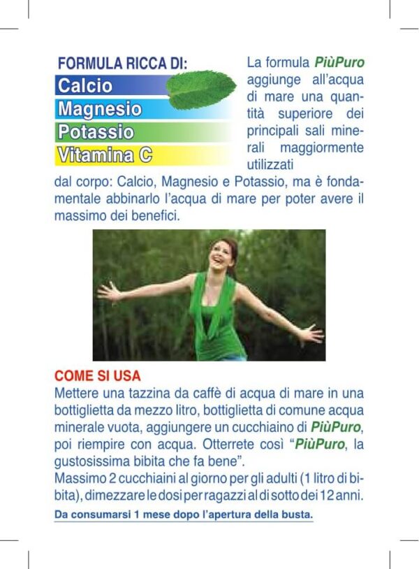 Tre Buste di PiùPuro concentrato per bibita che Purifica, nutre e rafforza tutto il tuo Organismo 1 Cucchiano in mezzo Lt di Acqua. - immagine 4